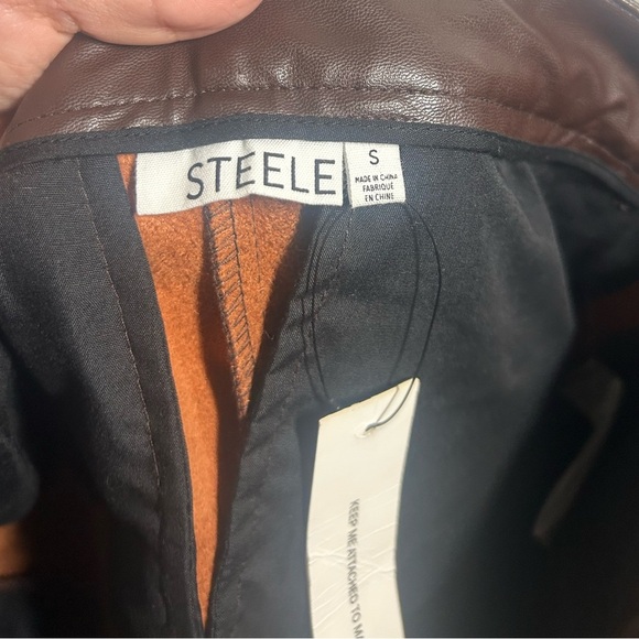 Steele Brown Faux Leather Pants size small NWT - Picture 10 of 11